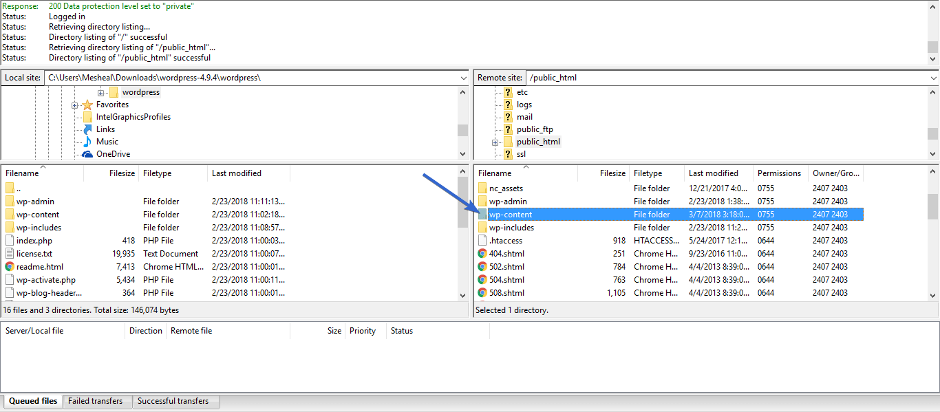 Open wp_content - Disable WordPress plugins using FTP