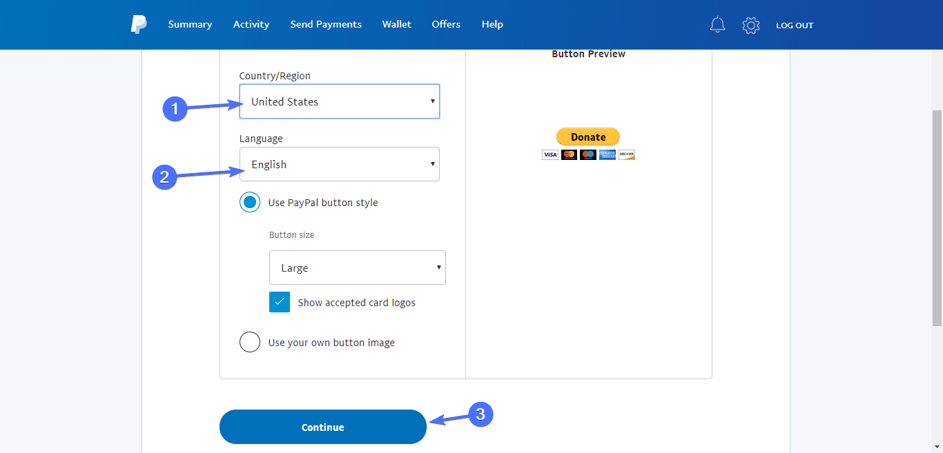 Paypal donation button