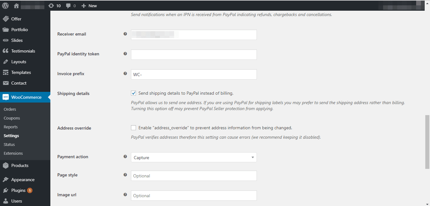paypal setup on woocommerce