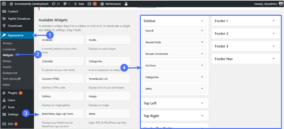 placing a form in a post: mailchimp plugin for wordpress