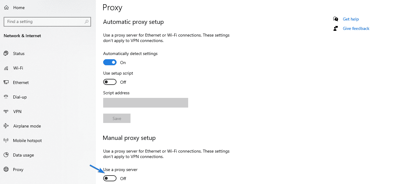 Proxy setting - Err_Connection_Refused