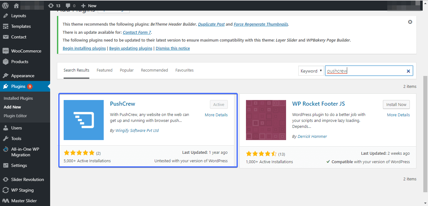 Plugin >> Add New