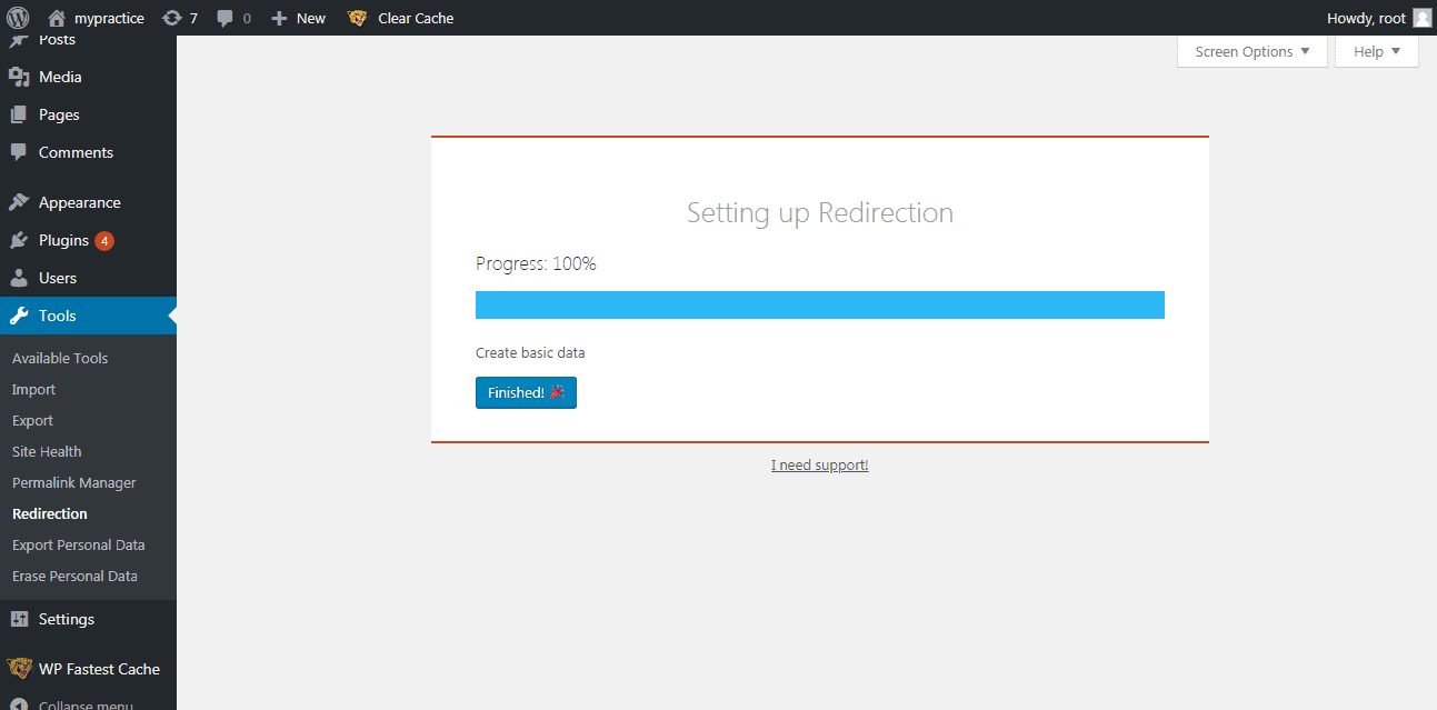 Finishing the redirection
