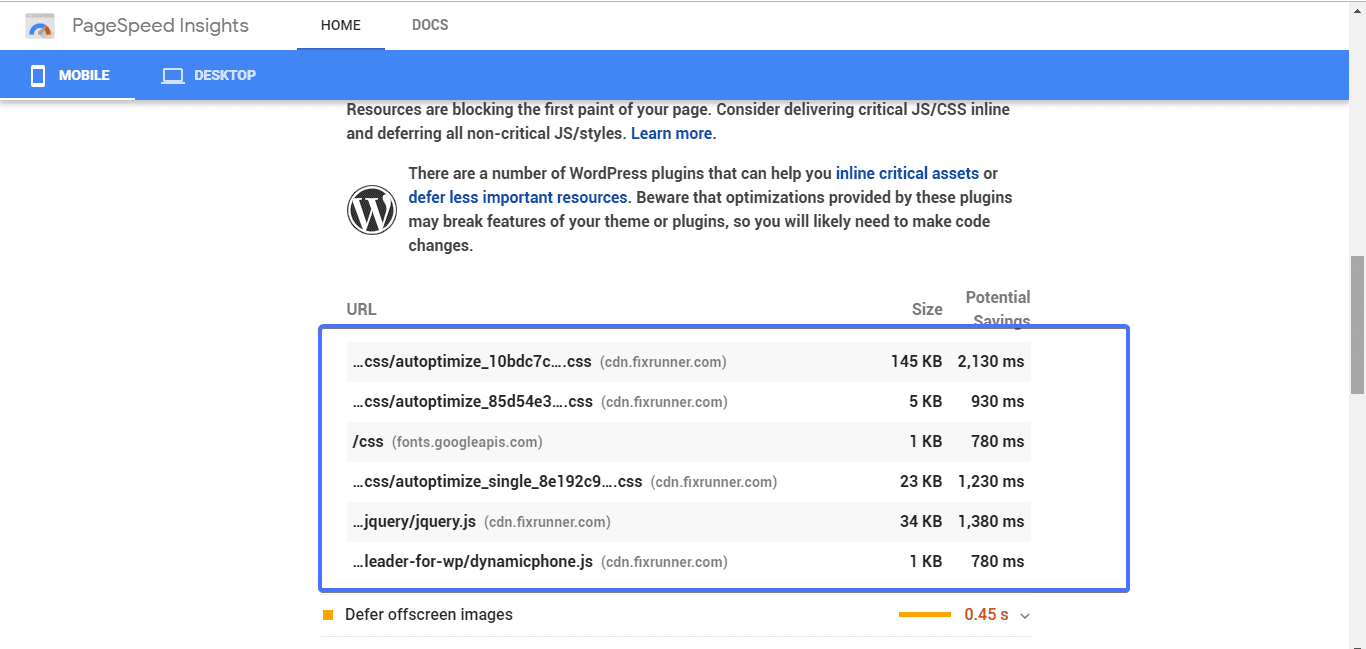 Links to scripts and CSS files
