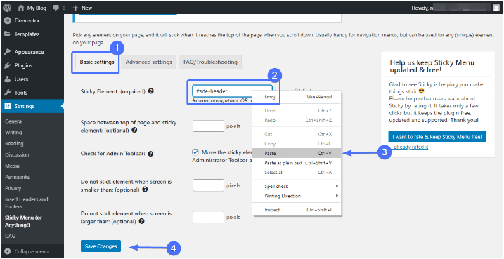 plugin settings
