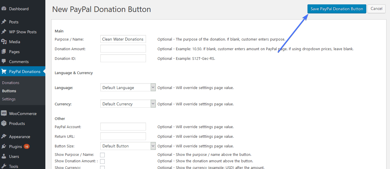 Save Paypal Donation Button