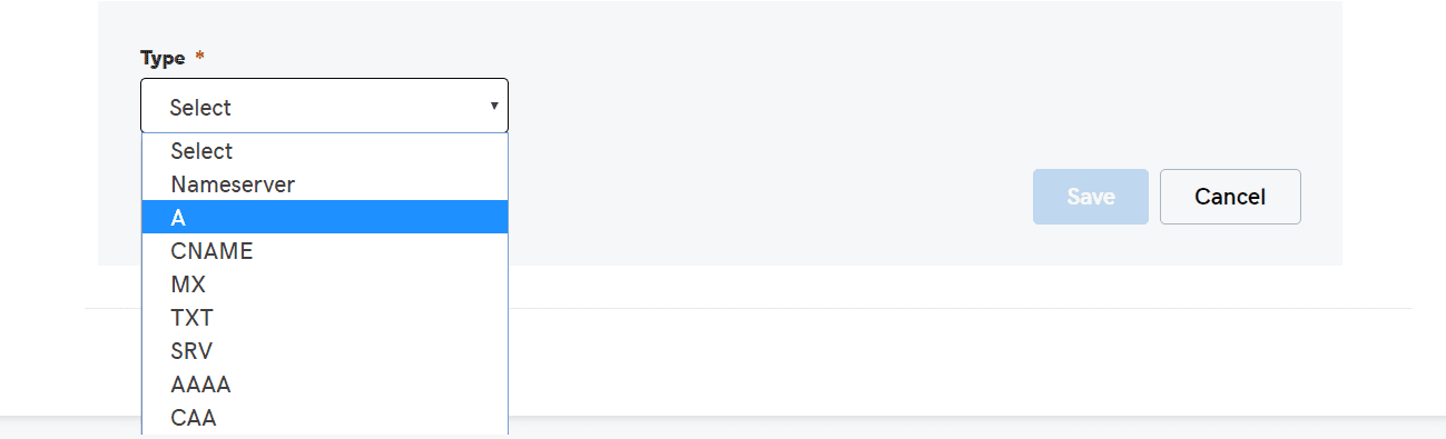 select a record on godaddy dns settings