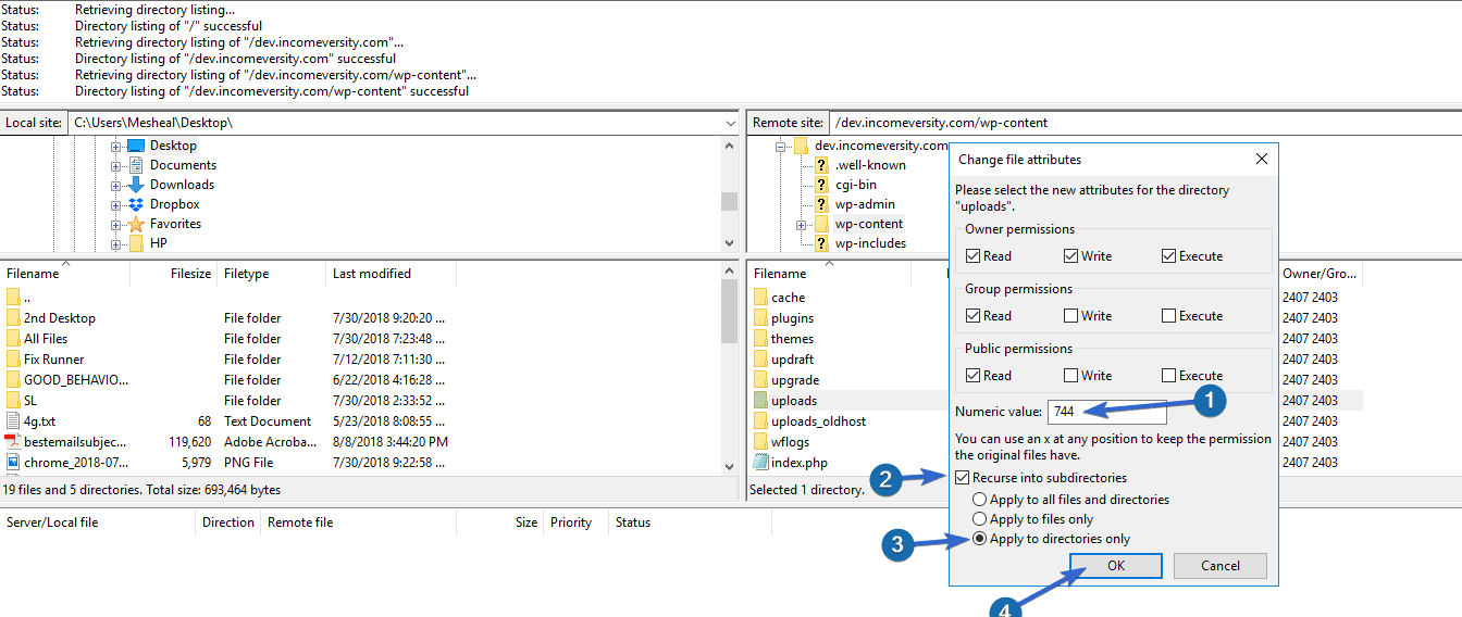 Set file permissions