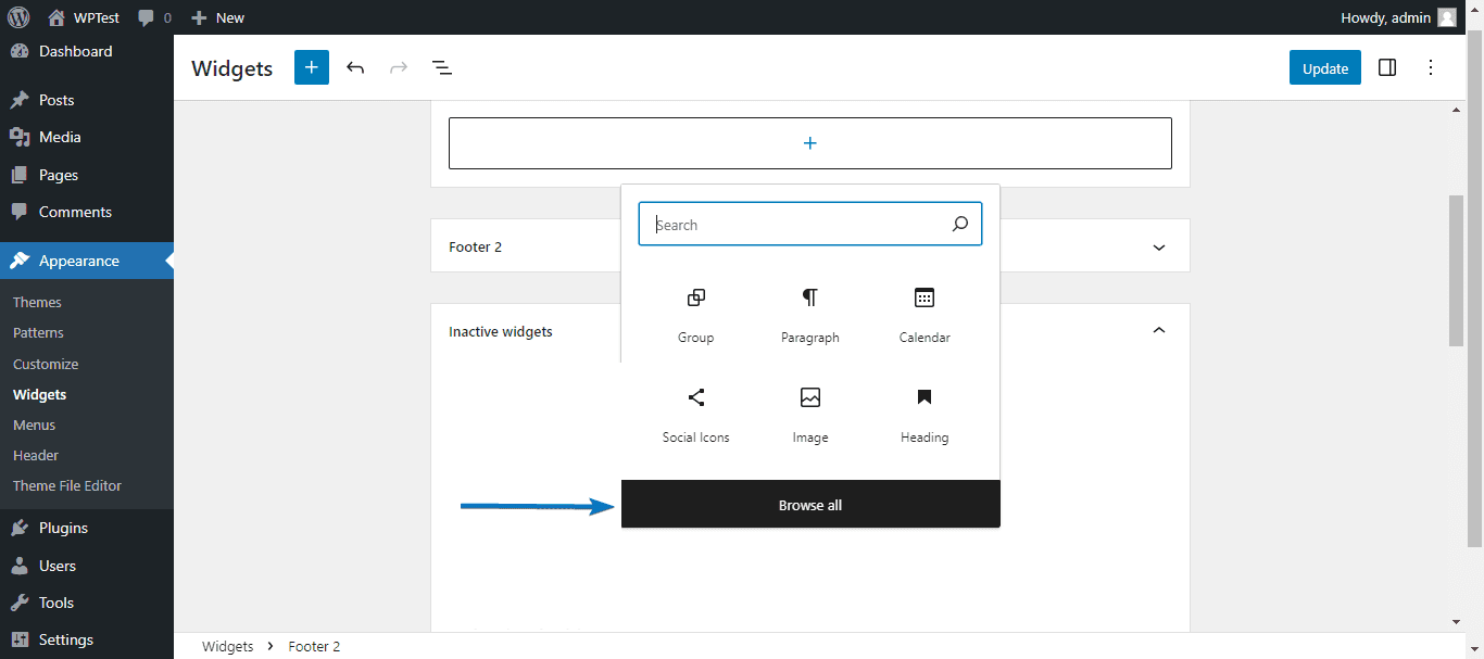 show all widgets
