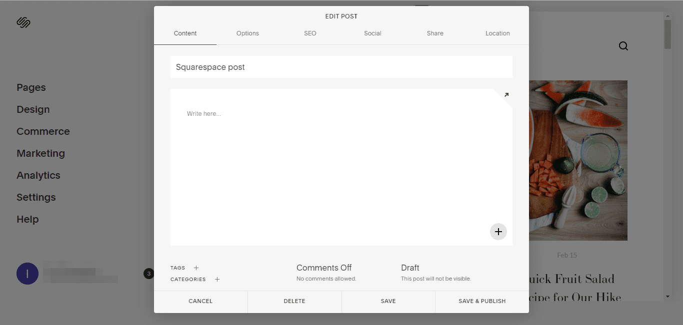 Squarespace blogging