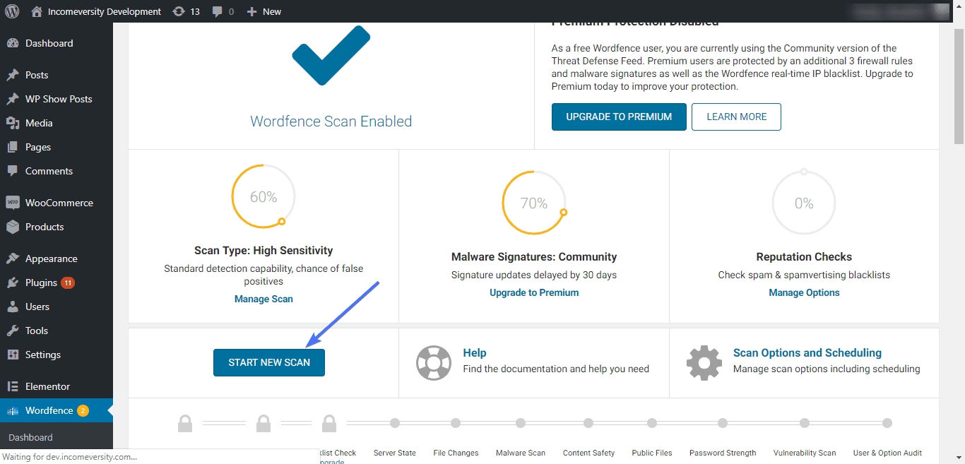 Remove Google malware warning: Click start new scan