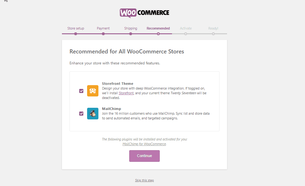 add storefront and mailchimp