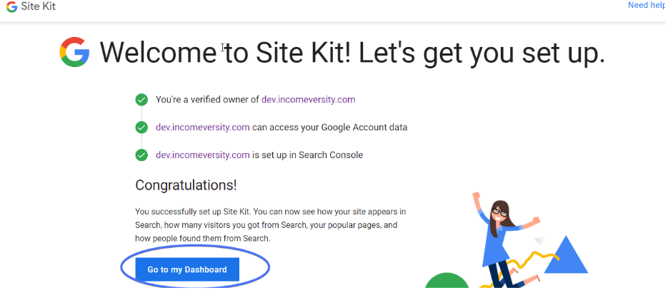 Site Kit Google setup