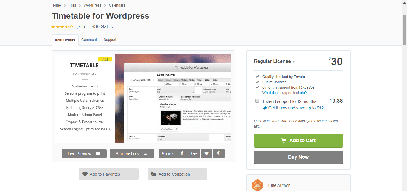 Timetable for WordPress