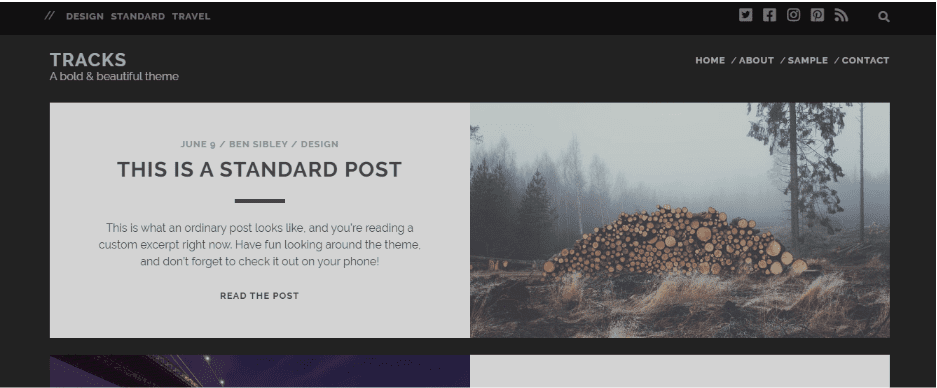 Tracks WordPress theme