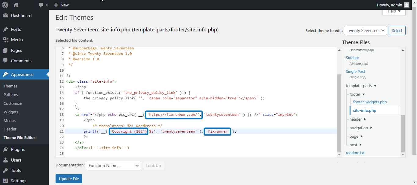update footer file - How to Edit Footer in WordPress