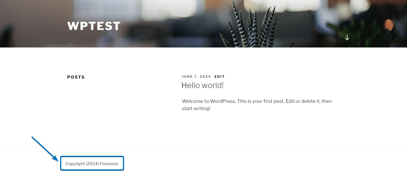 updated footer copyright text