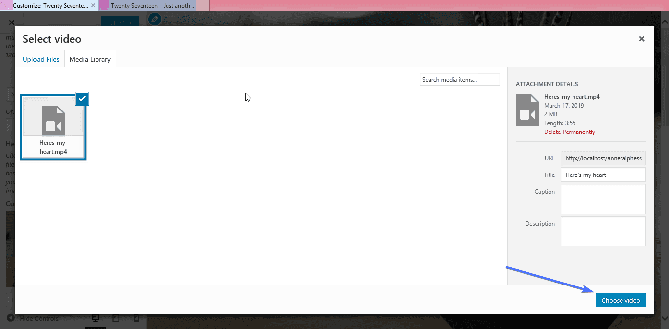 upload custom video header