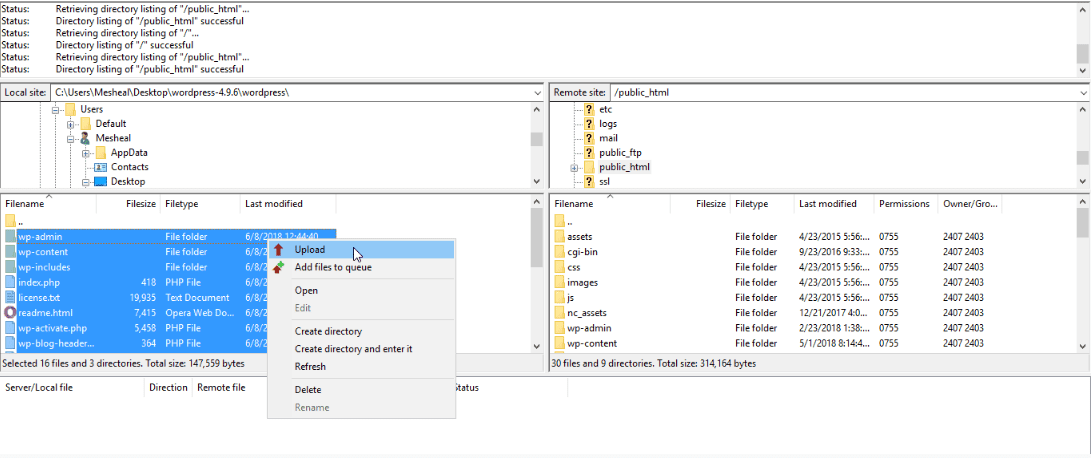 Upload files