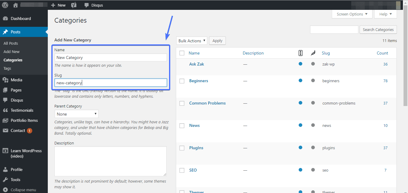 WordPress Category Slug