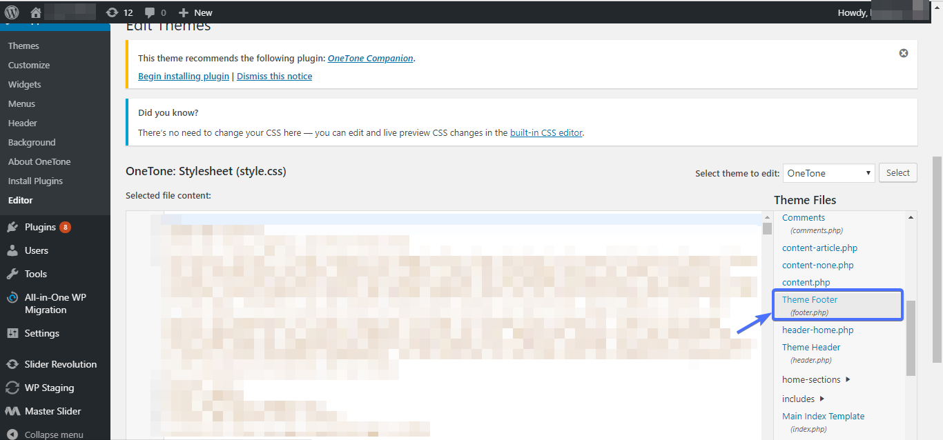 remove powered by wordpress - footer