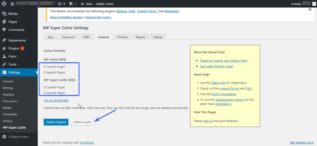 go to contents and press delete cache