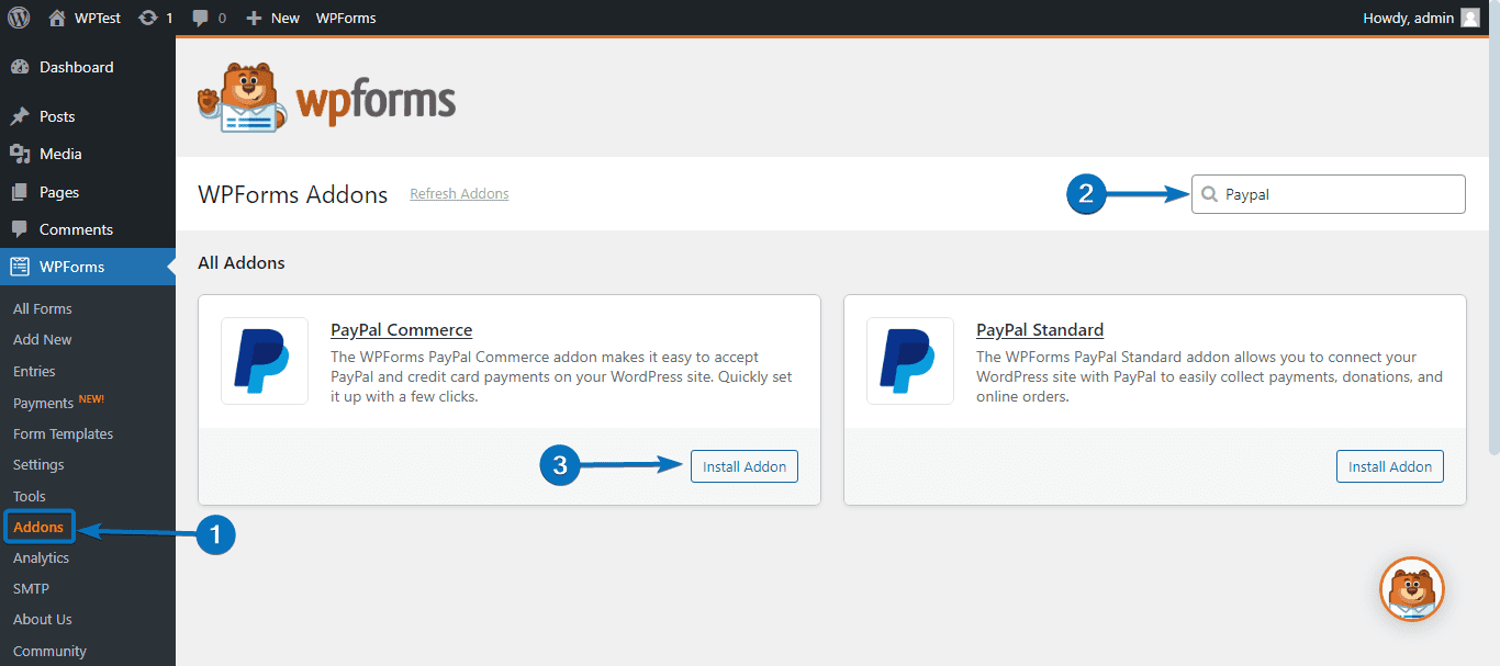 WPforms Paypal addon