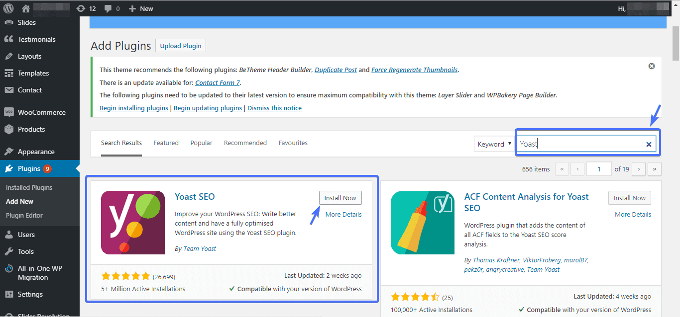 WordPress SEO install yoast