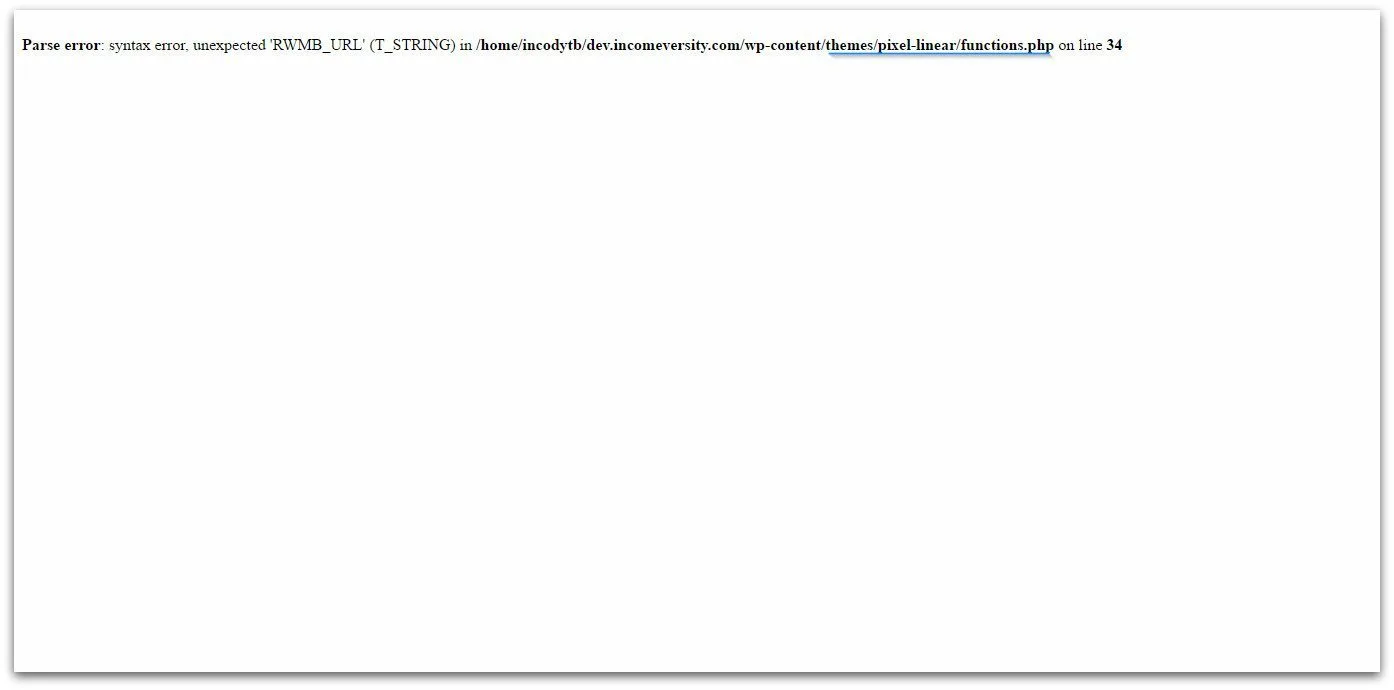 Debugging enabled - Blank WordPress admin panel